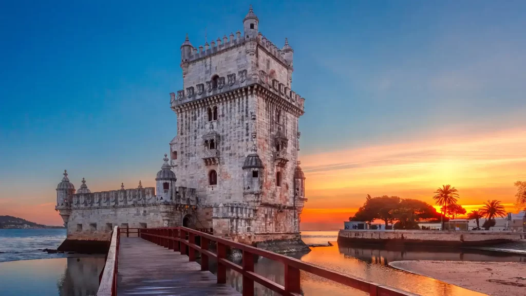 The Belem Tower in Lisbon at Sunset